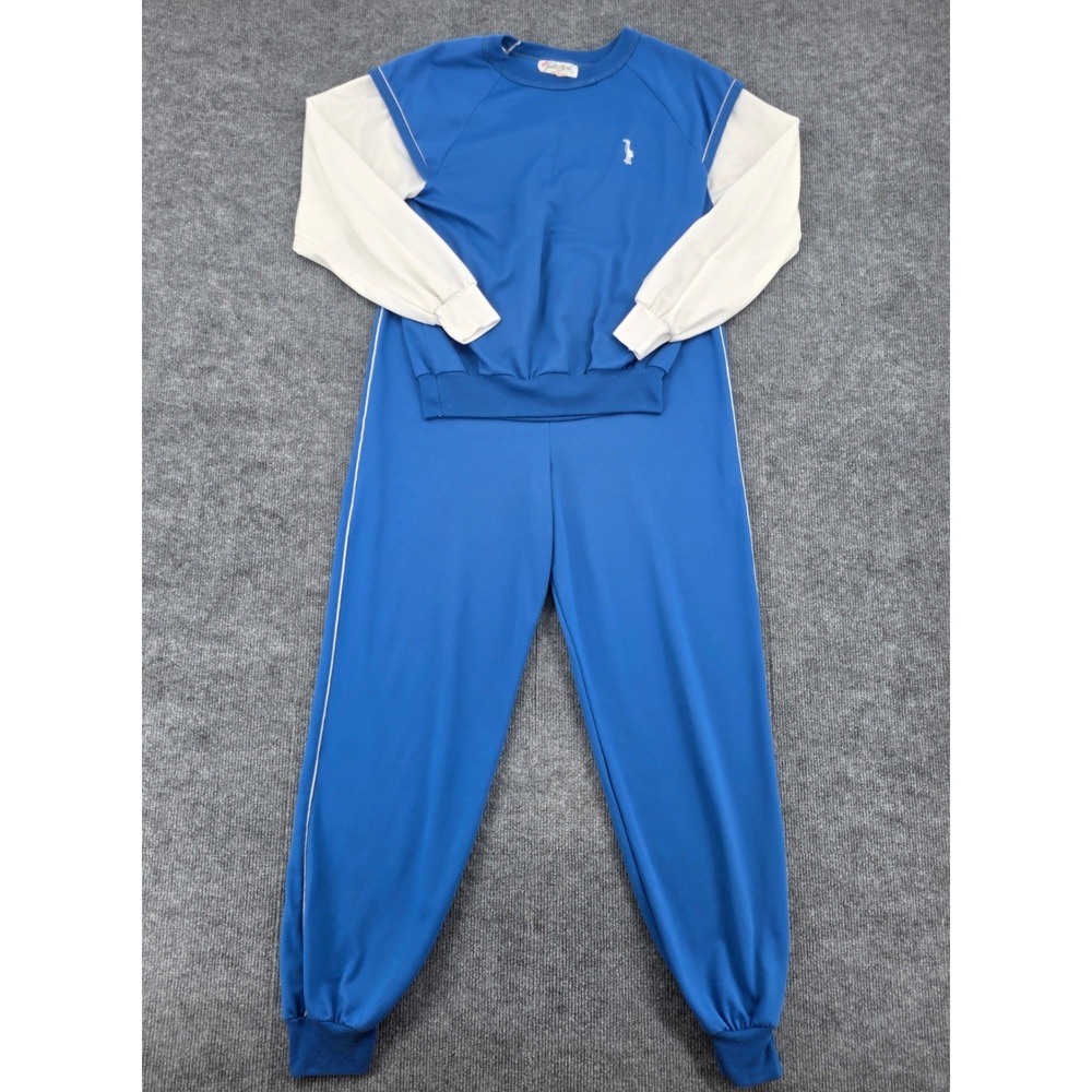 Vintage Julie Girl Blue Tracksuit Set 2 Piece Graphic Top Joggers Made in USA M